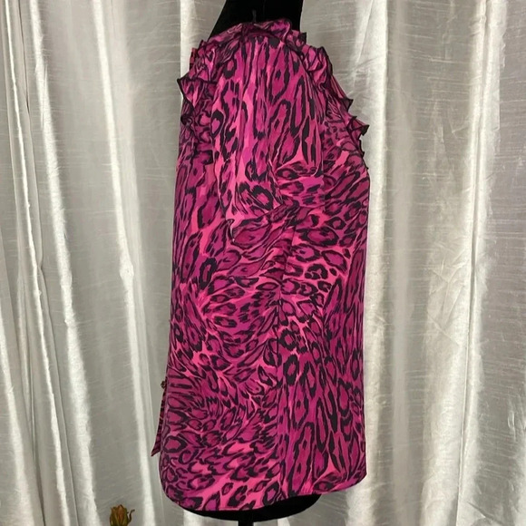Juicy Couture Women’s 12 Silk Ruffle Leopard Print Peasant Blouse - Picture 3 of 9
